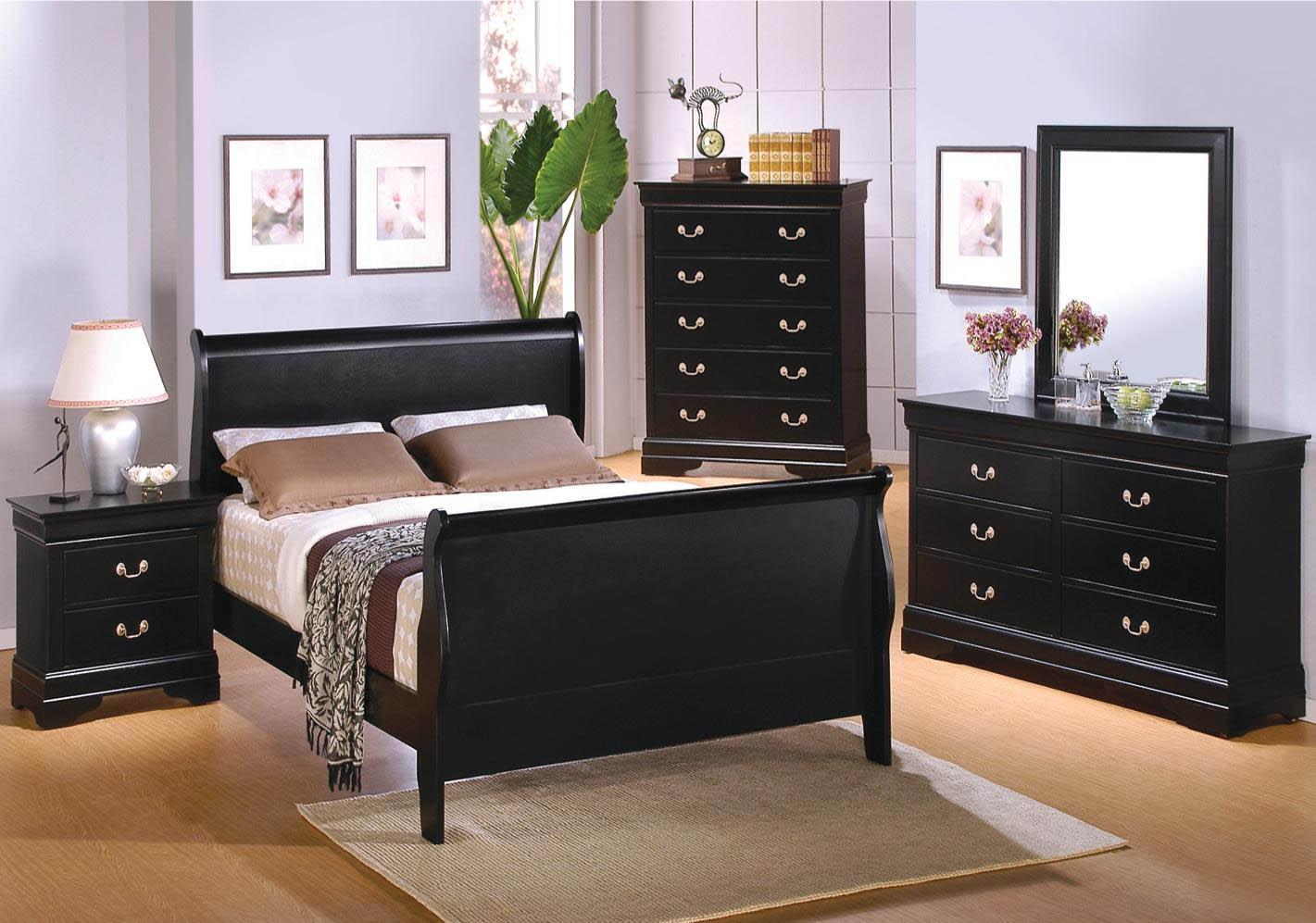 5pc Louis Philippe Collection Black Twin Bedroom Set cs201071Tse
